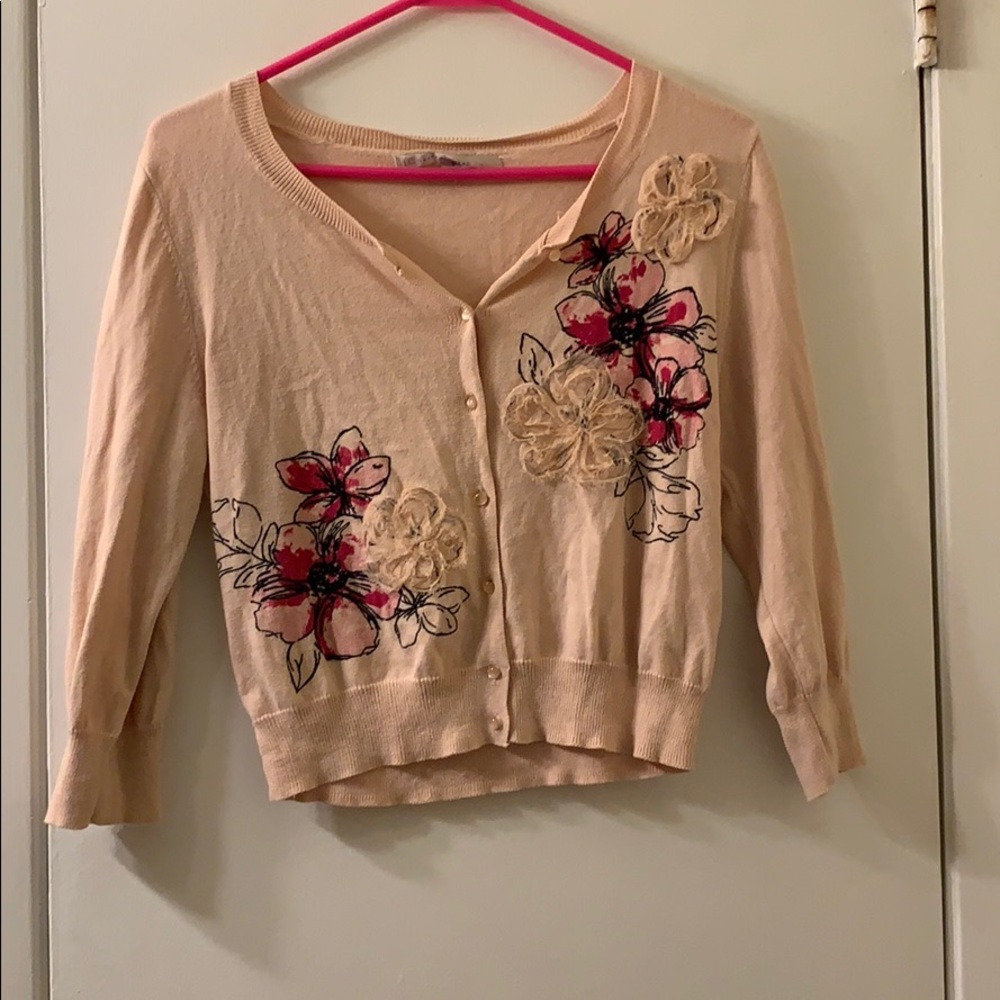 Pink floral mini cardigan